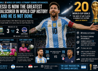 20 Goals. 30 World Cup Games. 8 Straight Scoring Appearances. Messi Is Now the Greatest Goalscorer in World Cup History — And He Is Not Done
